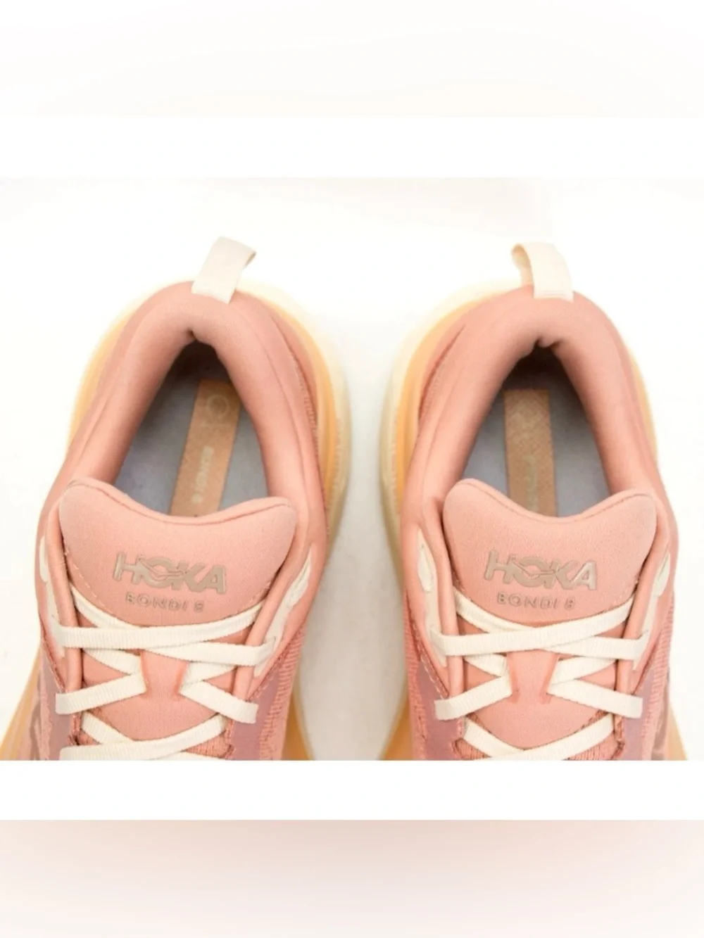 Hoka One One Bondi 8 Womens Size US 8 B Sandstone Cream Comfort Running Shoes - Picture 9 of 13